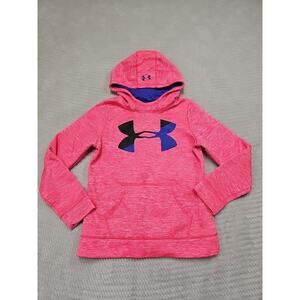 Under Armour Sweatshirt Girls Youth Medium Cold Gear Hooded Pullover Pink